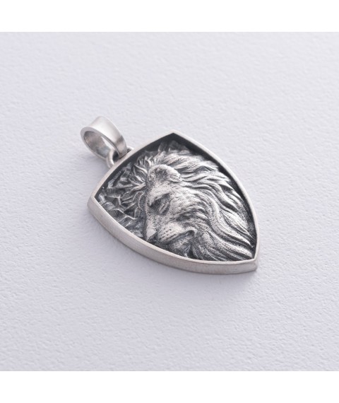 Silver pendant "Lion" (custom engraving possible) 7111 Onyx