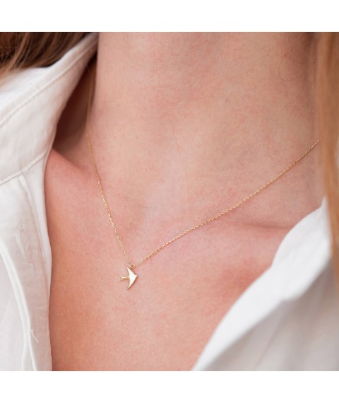 Necklace "Swallow" in yellow gold kol01613 Onyx 45