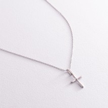 Gold necklace "Cross" with cubic zirconia col02191 Onix 45