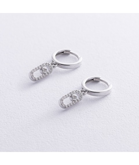 Earrings - rings with diamonds (white gold) 335111121 Onyx