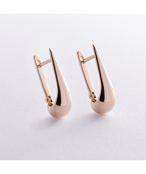 Earrings "Small drops" in yellow gold (2.6 cm) s08227 Onyx