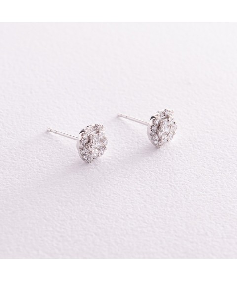 Gold earrings - studs "Clover" with diamonds sb0091cha Onyx