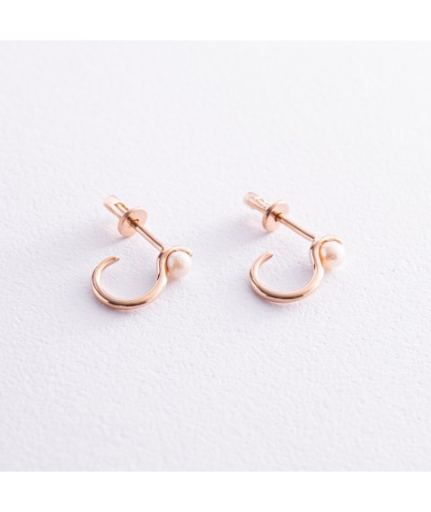 Earrings - studs "Miranda" in red gold (pearl) s07930 Onyx