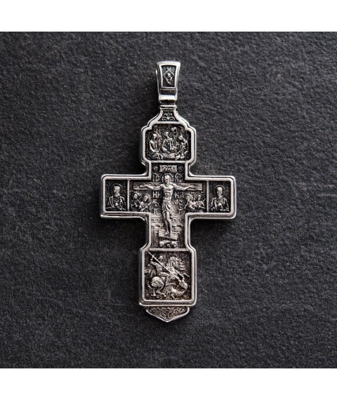 Серебряный крест с чернением 132694 Онікс
