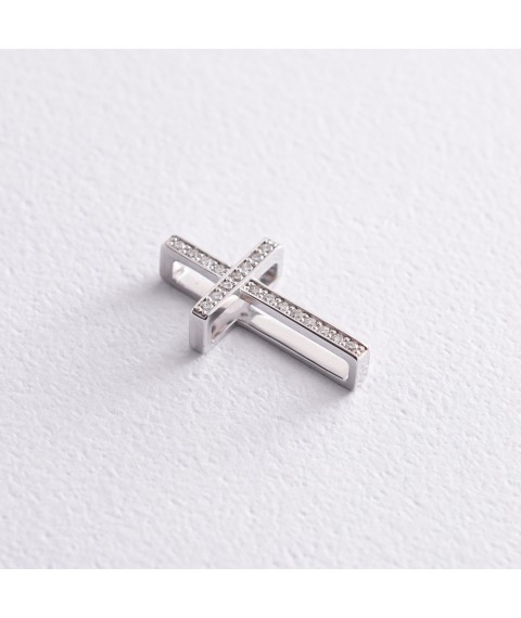 Cross in white gold with diamonds 12311121 Onyx