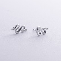 Silver earrings - studs "Snakes" 123007 Onyx