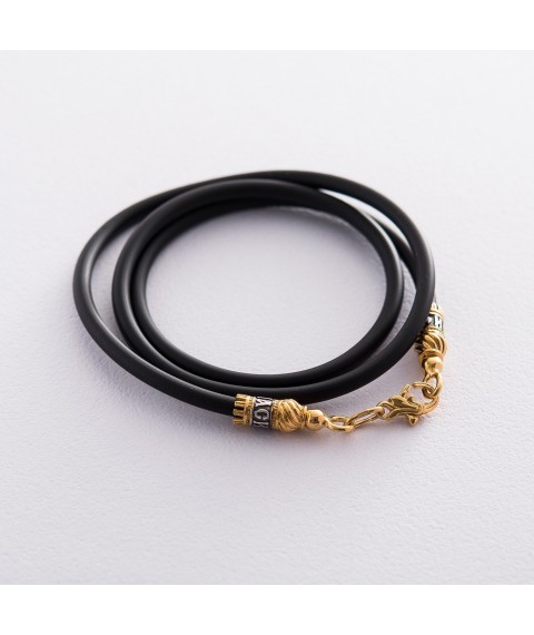 Rubber cord with silver gold-plated clasp (3mm) 18445 Onix 55