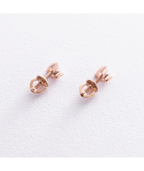 Gold earrings - studs "Hearts" with a cube. zirconium (Swarovski) 1119k Onyx