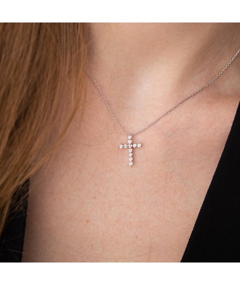 Gold necklace "Cross" with diamonds flask0108di Onix 43