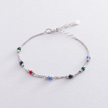 Silver bracelet "Multicolored" (cubic zirconia) 141540 Onix 19