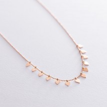 Колье "Сердечки" в красном золоте кол01403 Онікс  45