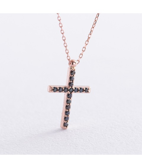 Gold necklace with a cross (black and white cubic zirconia) count00807 Onyx 45