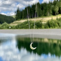 White gold necklace "Moon" count01439 Onyx 40