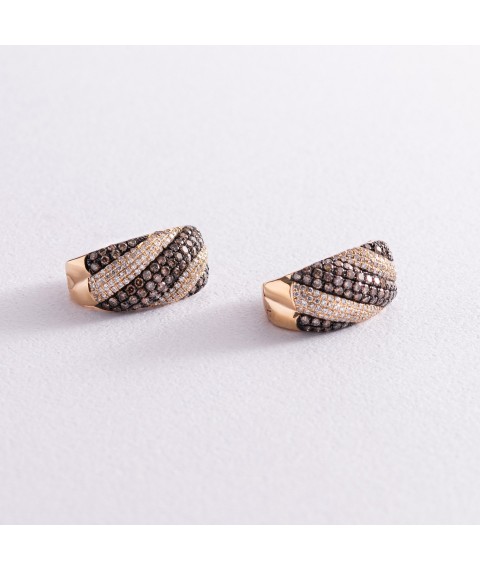 Gold earrings with diamonds LED0776 Onyx