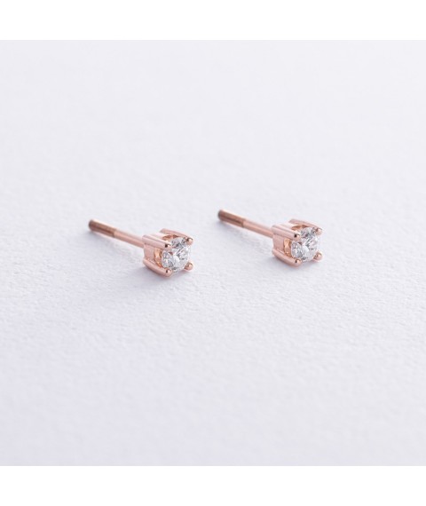 Earrings - studs with diamonds (red gold) 34752421 Onyx