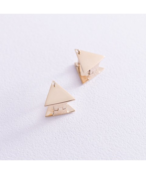 Сережки "Трикутники" (жовте золото) с07001 Онікс