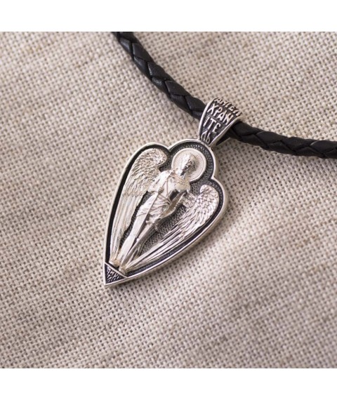 Silver pendant "Guardian Angel" 131558 Onyx