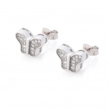 Срібні сережки-пусети "Метелики" з фіанітами 121674 Онікс