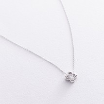 Necklace "Clover" in white gold (cubic zirconia) coll01124 Onyx