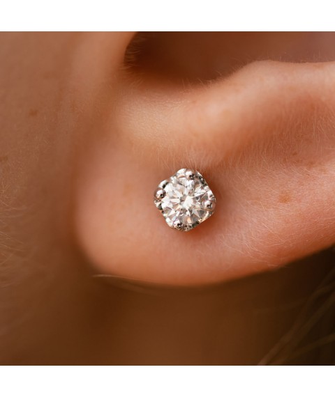 Gold earrings - studs "Hearts" with diamonds sb0394 Onyx