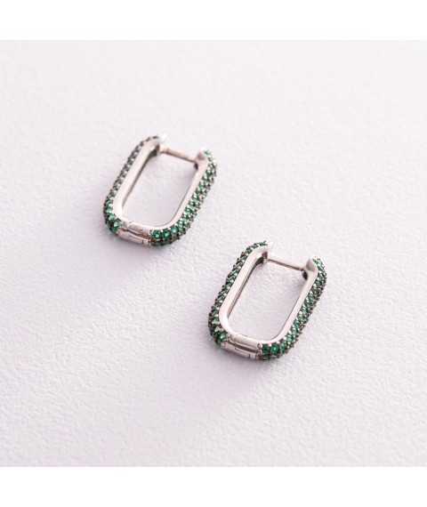 Silver earrings with green cubic zirconia 841 Onyx