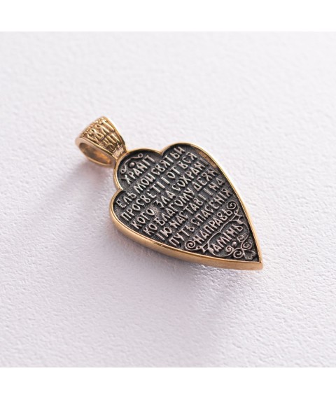 Silver pendant "Angel" with gold plated 131559 Onyx