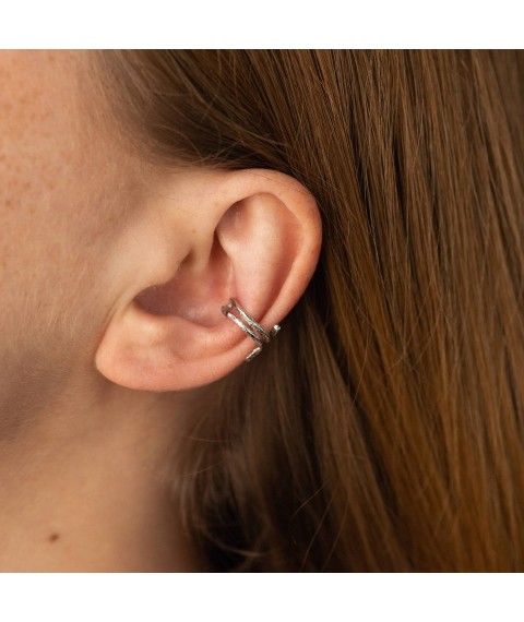 Gold earring - cuff "Snake" s08714 Onyx