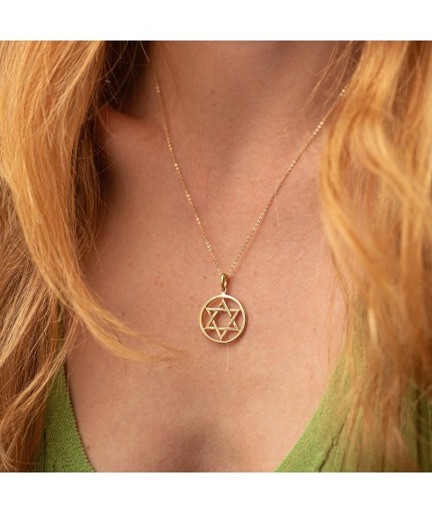 Pendant "Star of David" in yellow gold p03878 Onyx