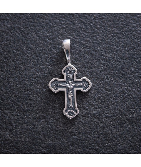 Срібний православний хрестик 132704 Онікс