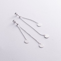 Silver earrings "Coins on a chain" 902-01112 Onyx