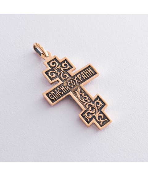 Золотий православний хрест з розп'яттям п00787 Онікс