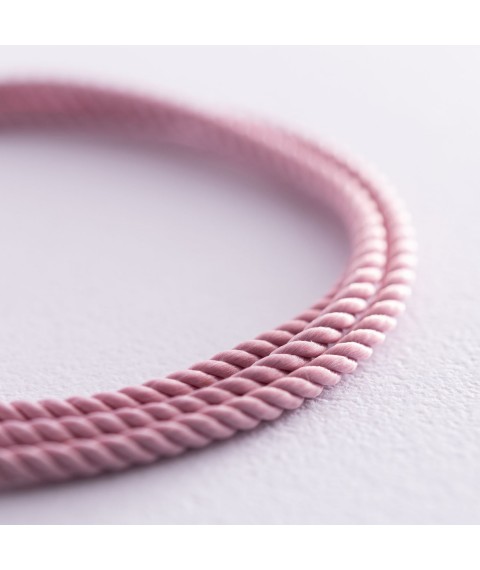 Шелковый розовый шнурок с гладкой застежкой (2мм) 18402 Онікс  45