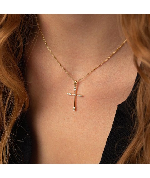 Gold necklace "Cross" with diamonds flask0084ca Onix 45