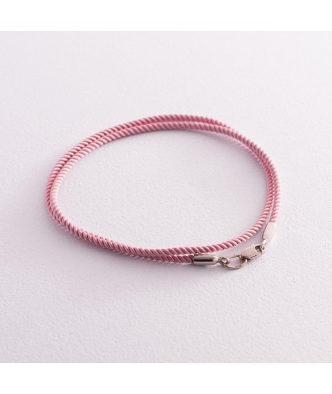Шелковый розовый шнурок с гладкой золотой застежкой кол02076 Онікс  45