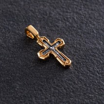 Серебряный крестик с чернением и позолотой 132388 Онікс