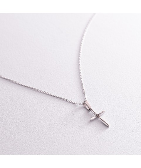 Gold necklace "Cross" with cubic zirconia col02186 Onix 45
