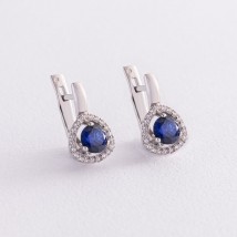 Silver earrings with sapphires and cubic zirconia 2110/1р-HSPH Onyx