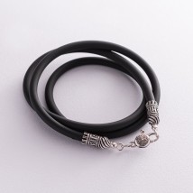 Rubber cord "Save and Preserve" with silver clasp (5mm) 18412 Onix 60