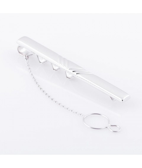 White gold tie clip clamp00118 Onyx