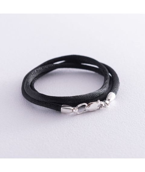 Silk cord with a smooth silver clasp (3mm) 18217 Onyx 40