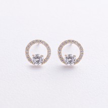 Earrings - studs "Cycle" with cubic zirconia (yellow gold) s08728 Onyx