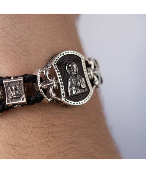 Silver bracelet "St. Nicholas the Wonderworker" (ebony) 627 Onix 21
