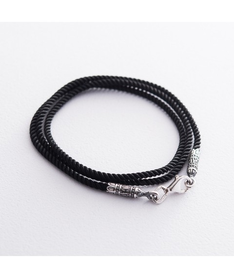 Silk cord "Save and Preserve" with silver clasp 18730 Onix 60