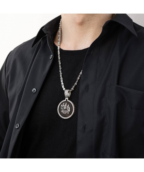 Silver pendant "Bear" with ebony and cubic zirconia 947 Onyx