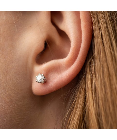 Gold earrings - studs with diamonds 36861121 Onyx