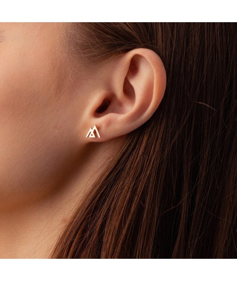 Earrings - studs "Mountains" in yellow gold s07574 Onyx