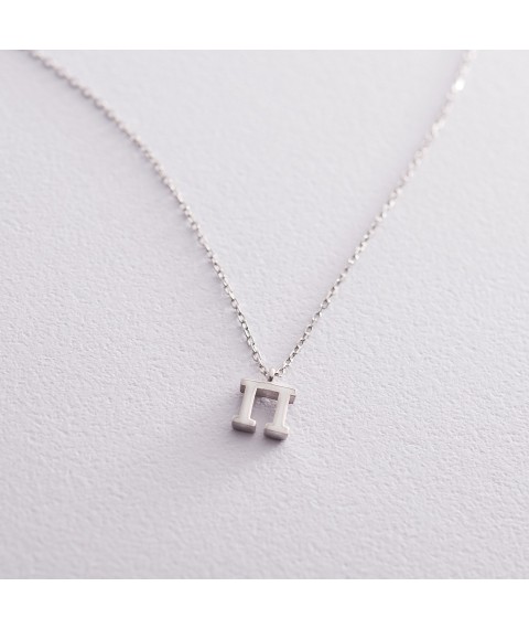 Серебряное колье с буквой П 18963б Онікс  42