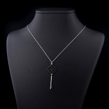 Silver necklace "Clover Key" 18472 Onix 70