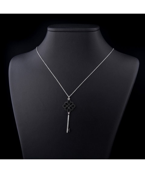 Silver necklace "Clover Key" 18472 Onix 70