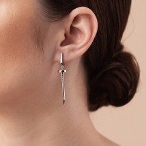 Earrings "Nail" in white gold s08165 Onyx